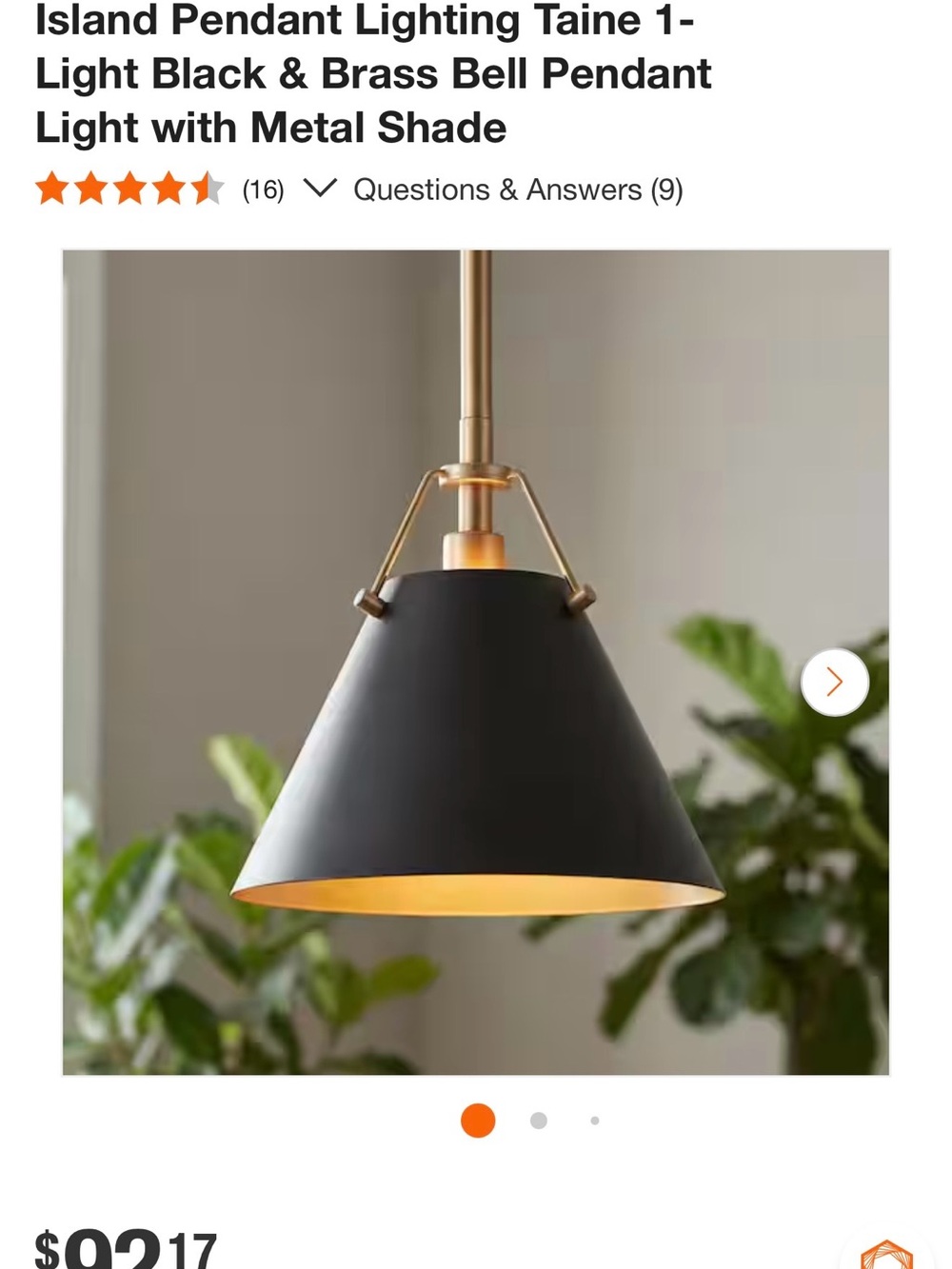 New Black& Brass Bell Pendant Light